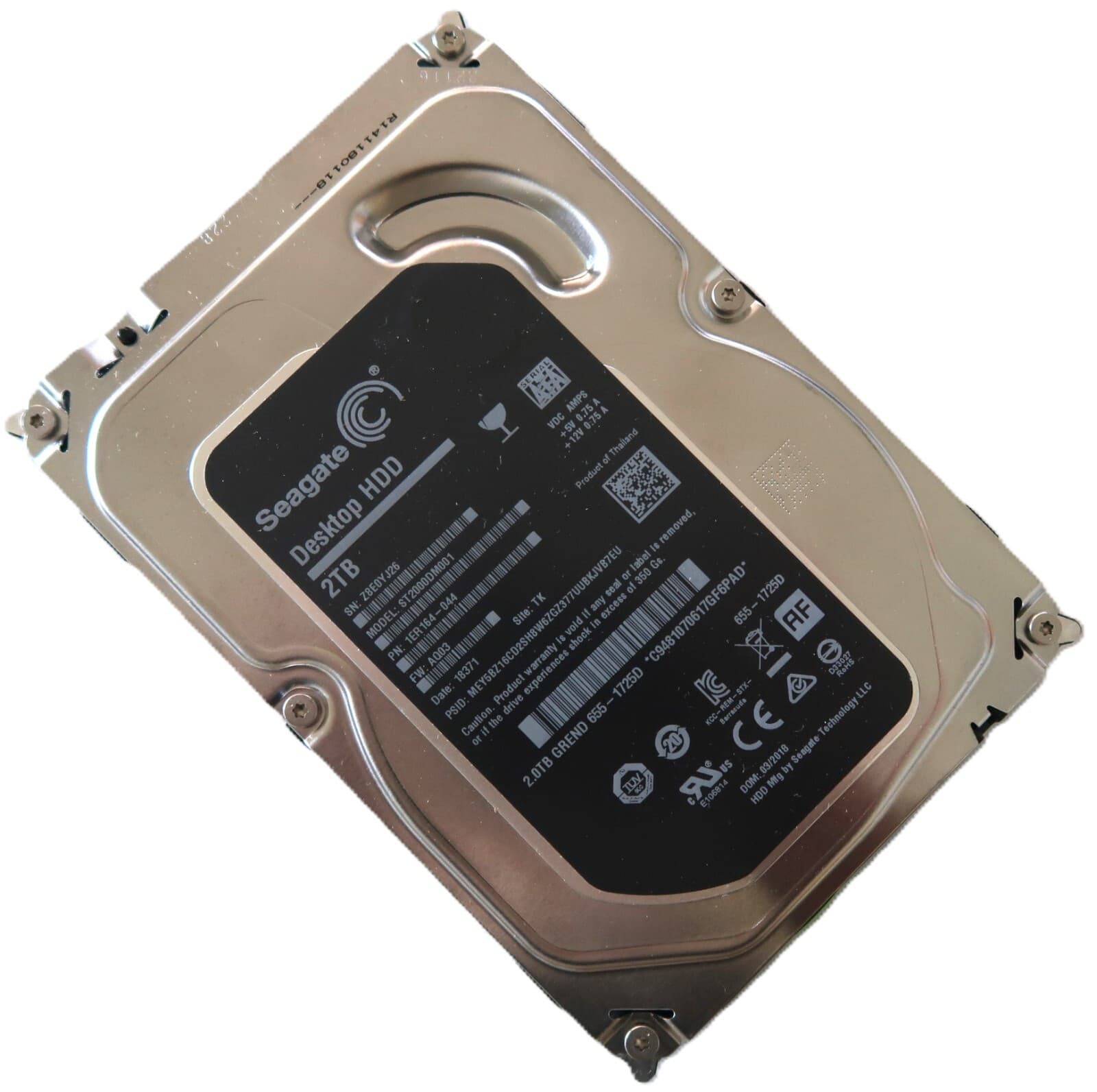 2TB HDD Seagate Branded 100%Health